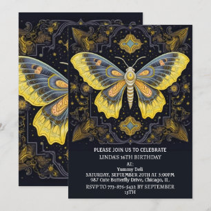 Invitation Fête d'anniversaire de l'art des papillons créatif