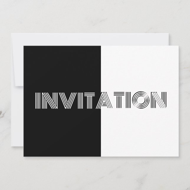 Invitation Fête d'anniversaire de l'art noir et blanc personn (Devant)