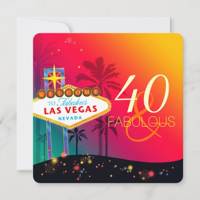 Invitation Fête d'anniversaire de Las Vegas 40 et fabuleux (Devant)