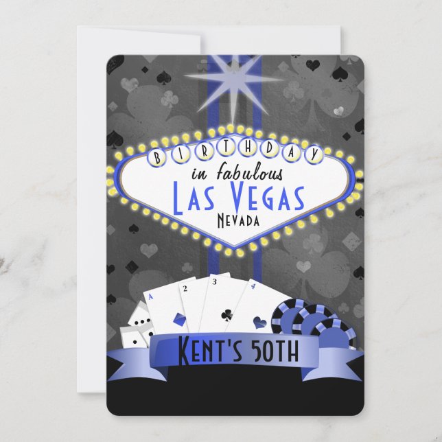 Invitation fête d'anniversaire de Las Vegas - soirée casino (Devant)