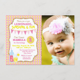 Invitation Fête d'anniversaire de Lemonade 1 an Photo Fête de