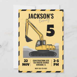 Invitation Fête d'anniversaire de l'enfant à thème de constru
