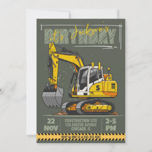 Invitation Fête d'anniversaire de l'enfant à thème de constru