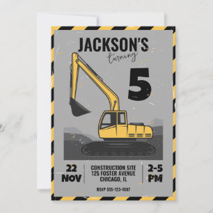 Invitation Fête d'anniversaire de l'enfant à thème de constru