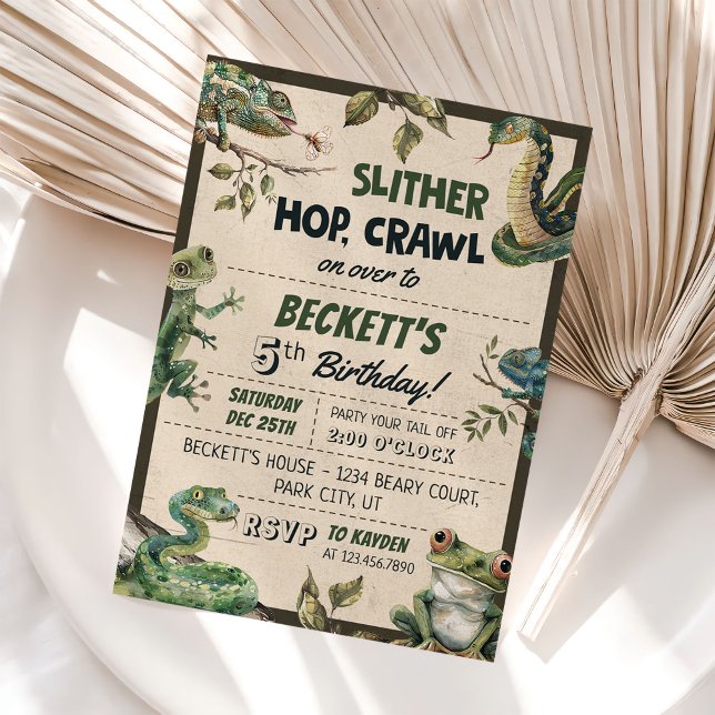 Invitation Fête d'anniversaire de l'enfant à thème Reptile (Créateur téléchargé)
