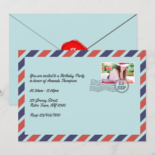 Invitation Fête d'anniversaire de l'enveloppe vintage
