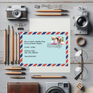 Invitation Fête d'anniversaire de l'enveloppe vintage