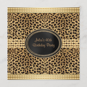 Invitation Fête d'anniversaire de léopard d'or