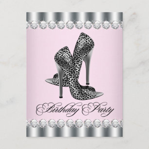 Invitation Fête d'anniversaire de Leopard rose pour des chaus