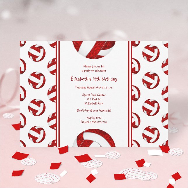 Invitation fête d'anniversaire de l'équipe de volley-ball fém (Créateur téléchargé)