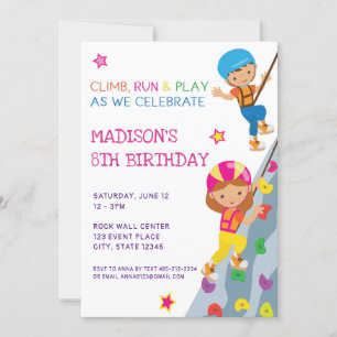Invitation Fête d'anniversaire de l'Escalade Rock pour enfant