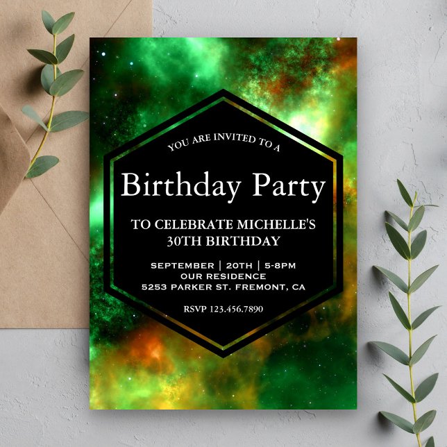 Invitation Fête d'anniversaire de l'espace des amas d'étoiles (Créateur téléchargé)