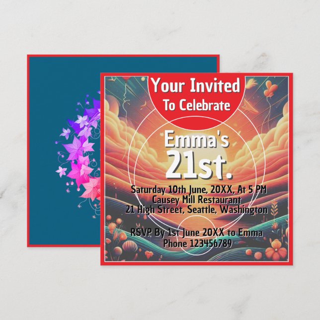 Invitation Fête d'anniversaire de l'explosion du lever du sol (Devant / Derrière)