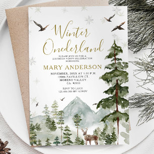 Invitation Fête d'anniversaire de l'hiver de l'onderland Forê