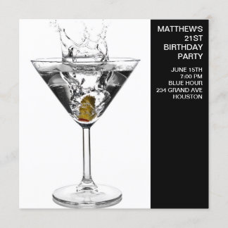 Invitation Fête d'anniversaire de l'homme au verre de Martini