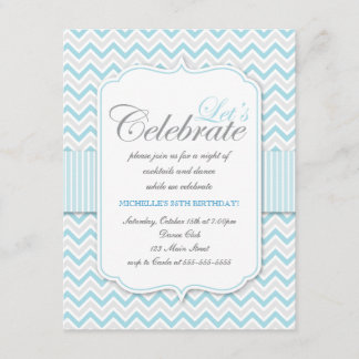 Invitation Fête d'anniversaire de l'hôtel Delicate Blue Chevr