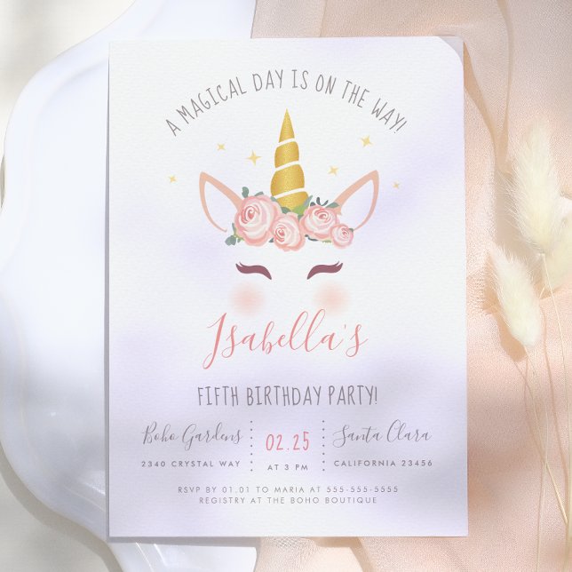 Invitation Fête d'anniversaire de licorne magique florale mod (Créateur téléchargé)