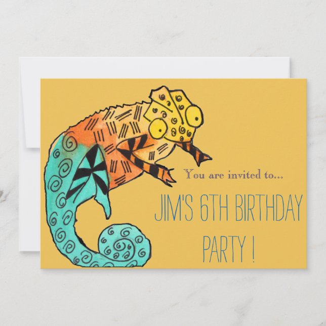 Invitation Fête d'anniversaire de l'illustration de reptile d (Devant)