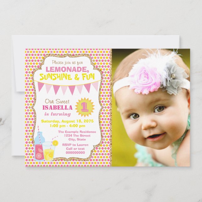 Invitation Fête d'anniversaire de limonade Photo Fête de limo (Devant)