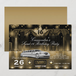 Invitation Fête d'anniversaire de limousine aux lumières noct