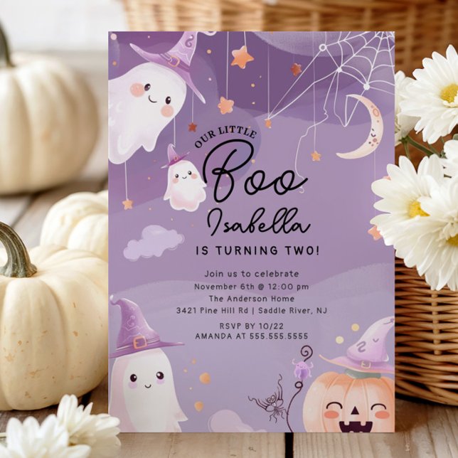 Invitation Fête d'anniversaire de Little Boo Ghost (Créateur téléchargé)