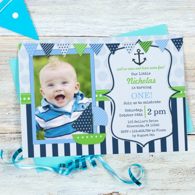 Invitation Fête d'anniversaire de Little Sailor (Créateur téléchargé)