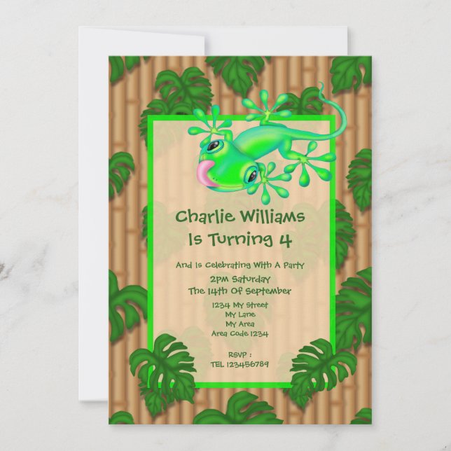 Invitation Fête d'anniversaire de Lizard (Devant)