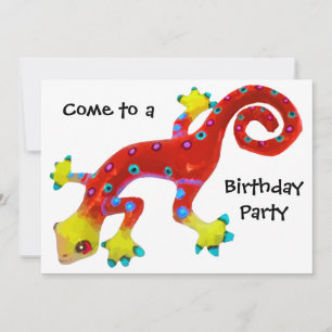 Invitation Fête d'anniversaire de Lizard aux couleurs folles
