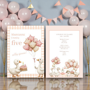 Invitation Fête d'anniversaire de l'oie drôle à l'aquarelle
