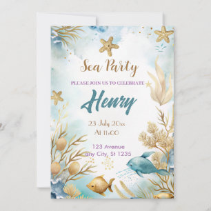 Invitation fête d'anniversaire de l'or sous-marin