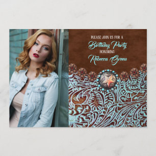 Invitation fête d'anniversaire de l'ouest du pays brun turquo