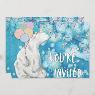 Invitation Fête d'anniversaire de l'ours polaire d'hiver