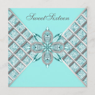 Invitation Fête d'anniversaire de l'Sweet sixteen d'argent bl