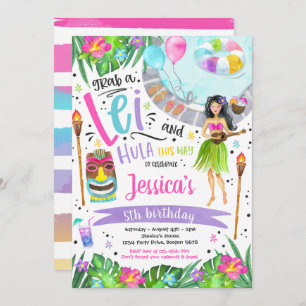 Invitation Fête d'anniversaire de Luau Hawaiian Pineappal Poo