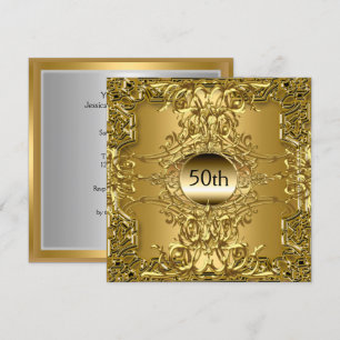 Invitation Fête d'anniversaire de luxe 50 ans en or