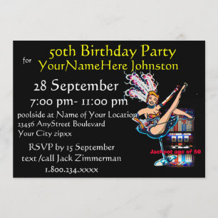 Invitation Fête d'anniversaire de machine à sous cinquantième