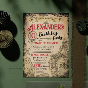 Invitation Fête d'anniversaire de Magicien Magique