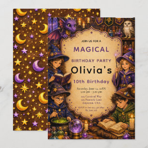Invitation Fête d'anniversaire de magicien merveilleuse