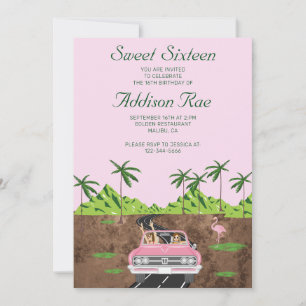 Invitation Fête d'anniversaire de Malibu Sweet sixteen