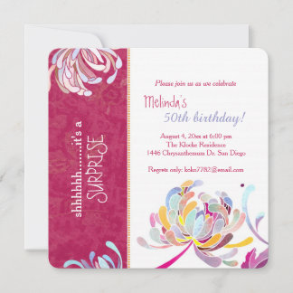 Invitation Fête d'anniversaire de maman asiatique rose chaud