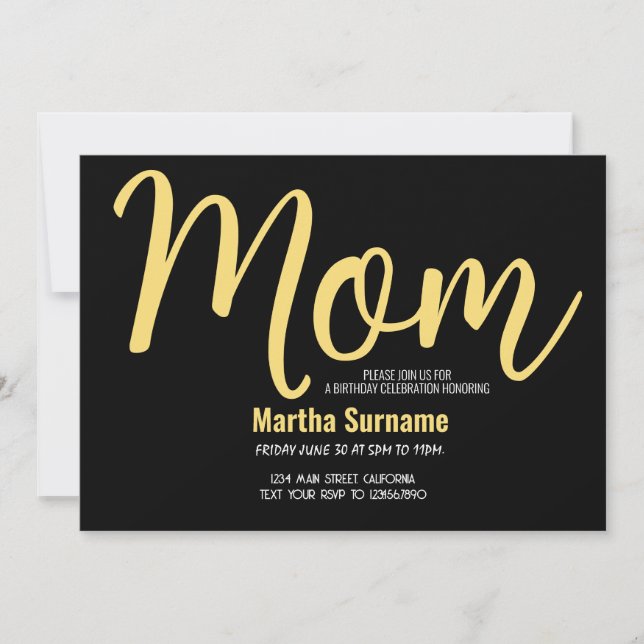 Invitation Fête d'anniversaire de maman, fête des mères simpl (Devant)