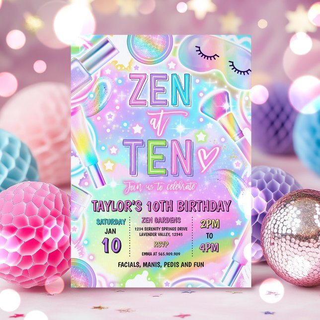 Invitation Fête d'anniversaire de maquillage de Spa Arc-en-ci (Créateur téléchargé)