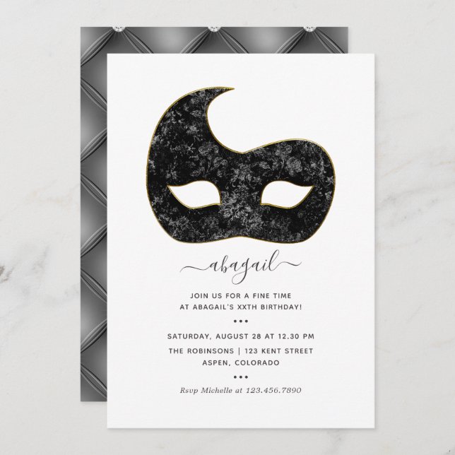 Invitation Fête d'anniversaire de Mardi Gras (Devant / Derrière)