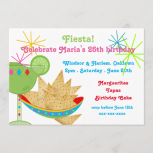 Invitation Fête d'anniversaire de Margueritas et Tapas