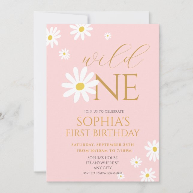 Invitation Fête d'anniversaire de marguerite Bohmian Wild Un  (Devant)