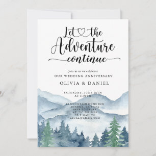 Invitation Fête d'anniversaire de mariage à la montagne aquar