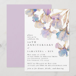 Invitation Fête d'anniversaire de mariage à l'iris élégant aq
