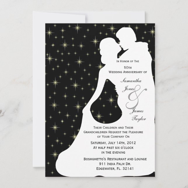 Invitation Fête d'anniversaire de mariage blanc silo de danse (Devant)