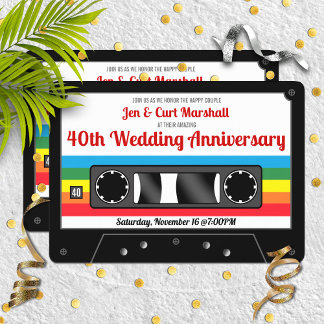 Invitation Fête d'anniversaire de mariage cassette rétro des