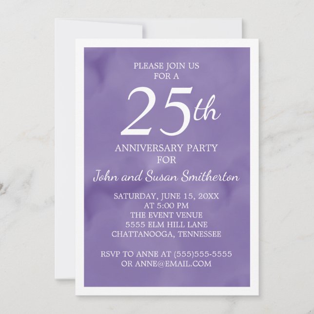 Invitation Fête d'anniversaire de mariage de 25 ans à l'aquar (Devant)